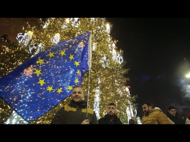 Tens of thousands take to the streets of Tbilisi in anti-government protests on New Year’s Eve