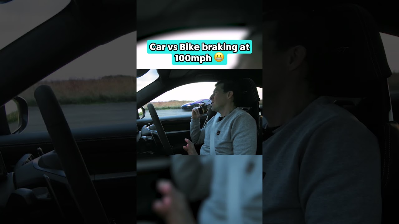 The braking distance between a car and a bike visualised!
