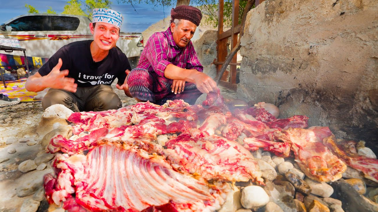 Traditional Arabian Food!! WHOLE GOAT ROCK BBQ (Can’t Believe the Process)!!