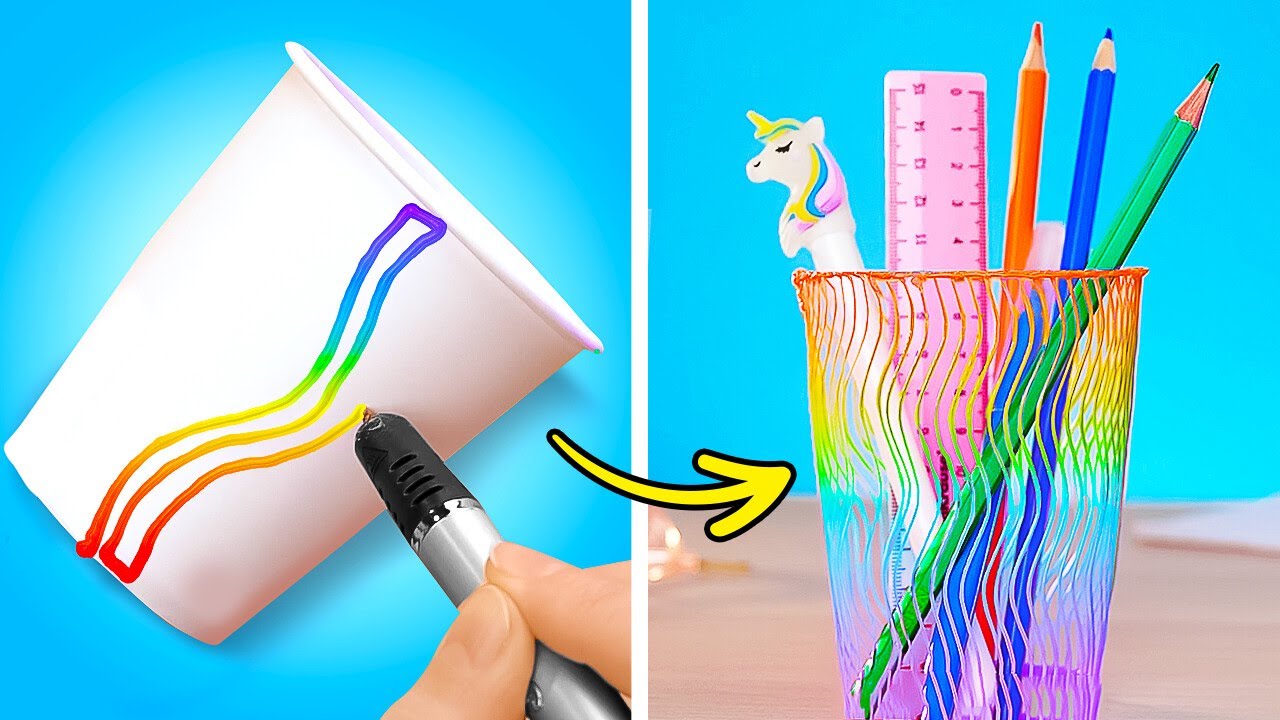TRANSFORM YOUR SCHOOL SUPPLIES WITH FUN 3D PEN CRAFTS! ✨🖍️