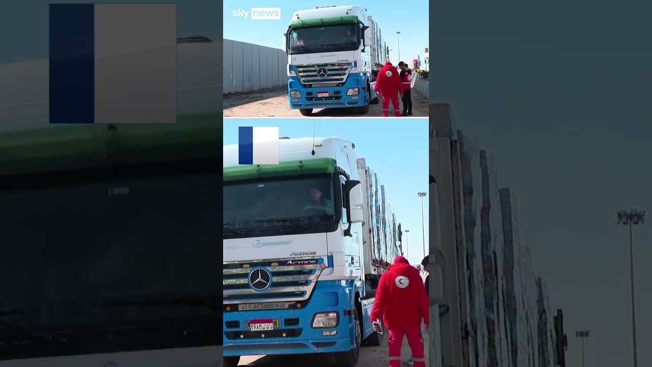 Trucks carry aid through Rafah crossing