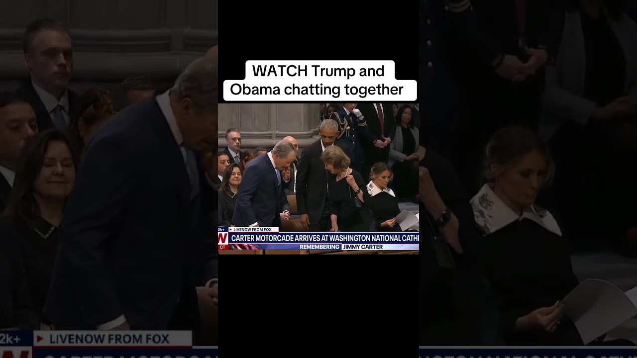 Watch Obama and Trump chatting as former presidents meet at Jimmy Carter service