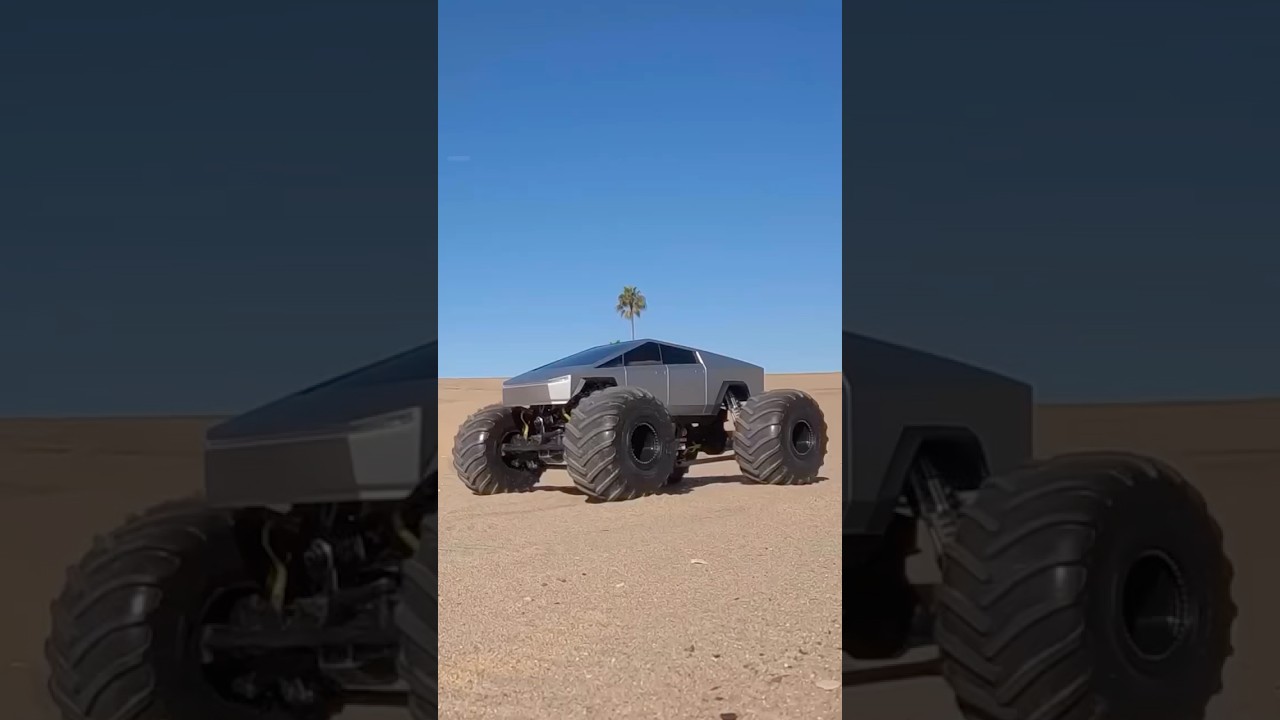 When a Tesla Cybertruck turns into a monster truck 💪 #tesla #cybertruck #monstertruck