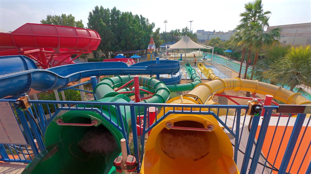 Yellow Twin Chaser Water Slide at Legoland Dubai 🇦🇪