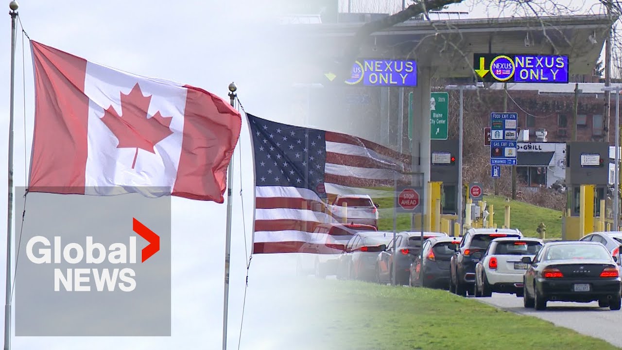Fewer people crossing BC-US border amid tariff threats, data shows