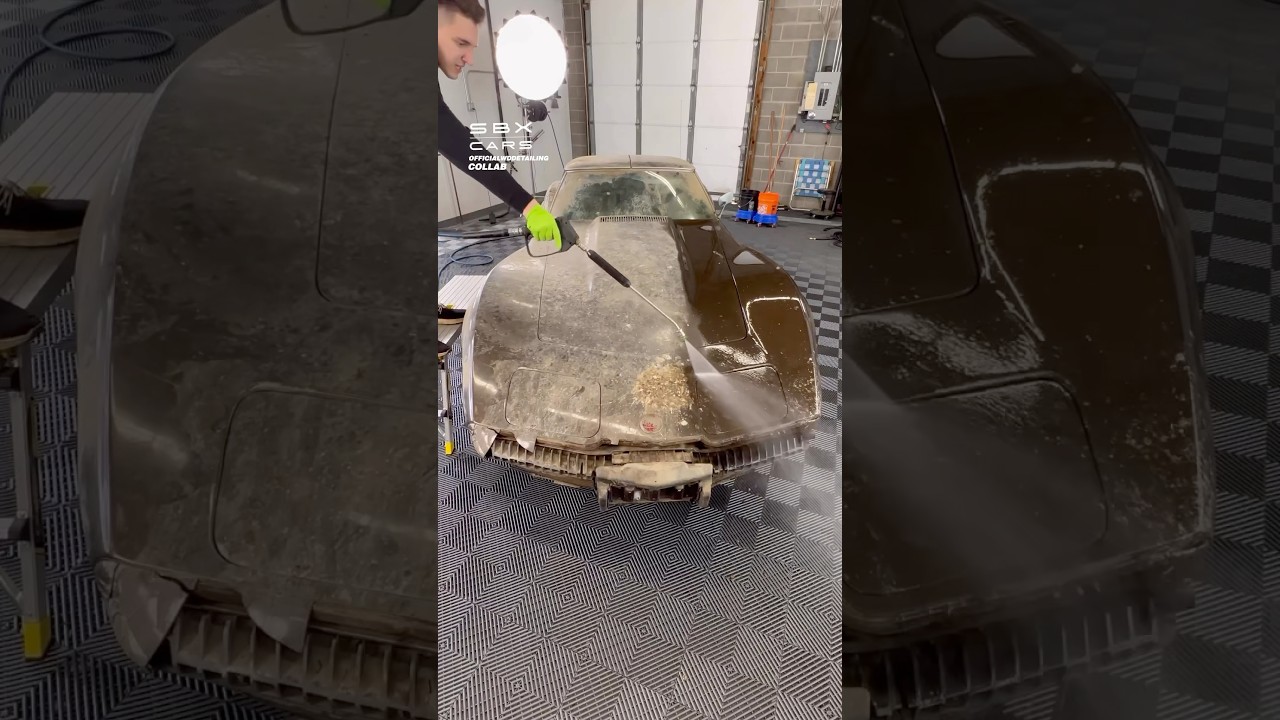 Getting rid of 34 years worth of dirt 😳 #corvette #carwash #supercars