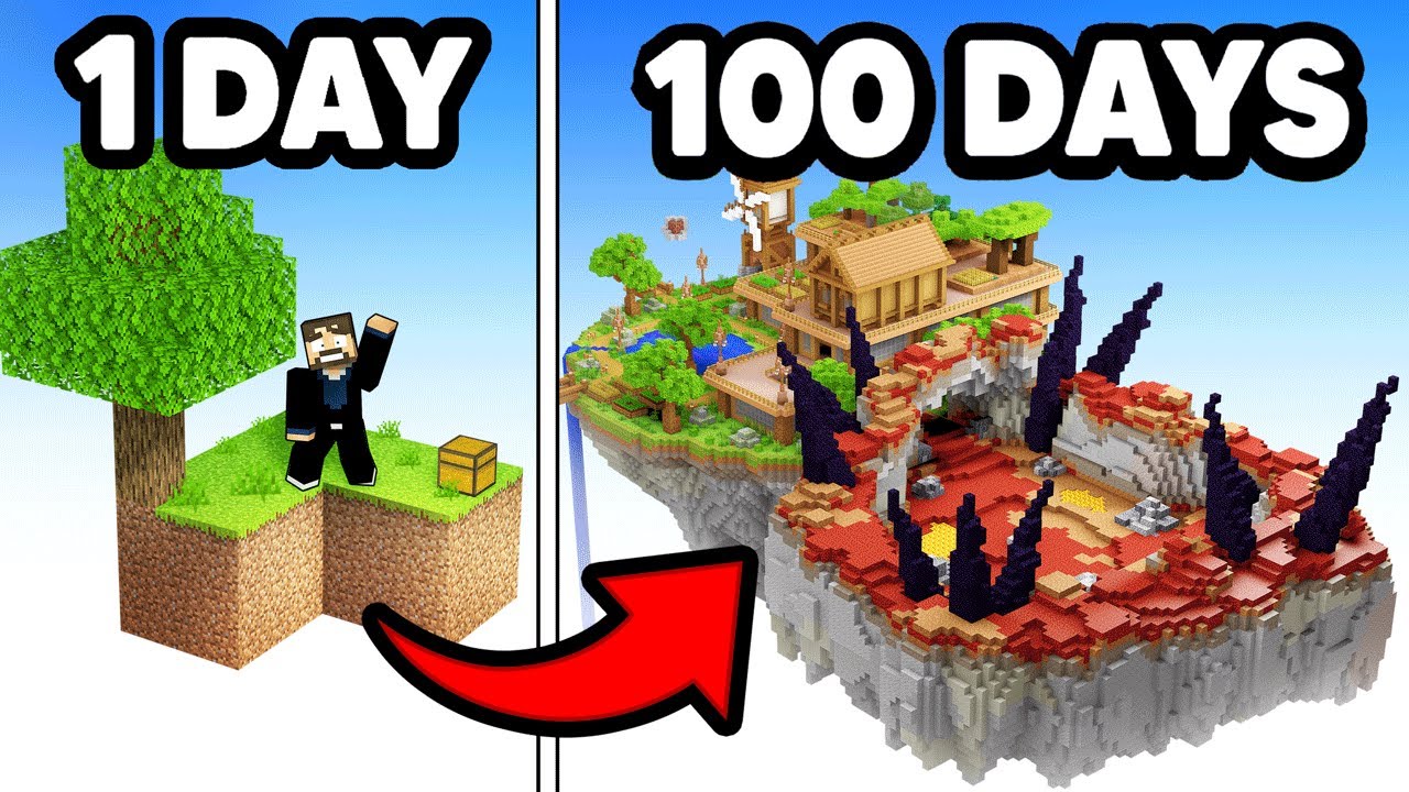 I Survived 100 Days on a Minecraft Skyblocks Server