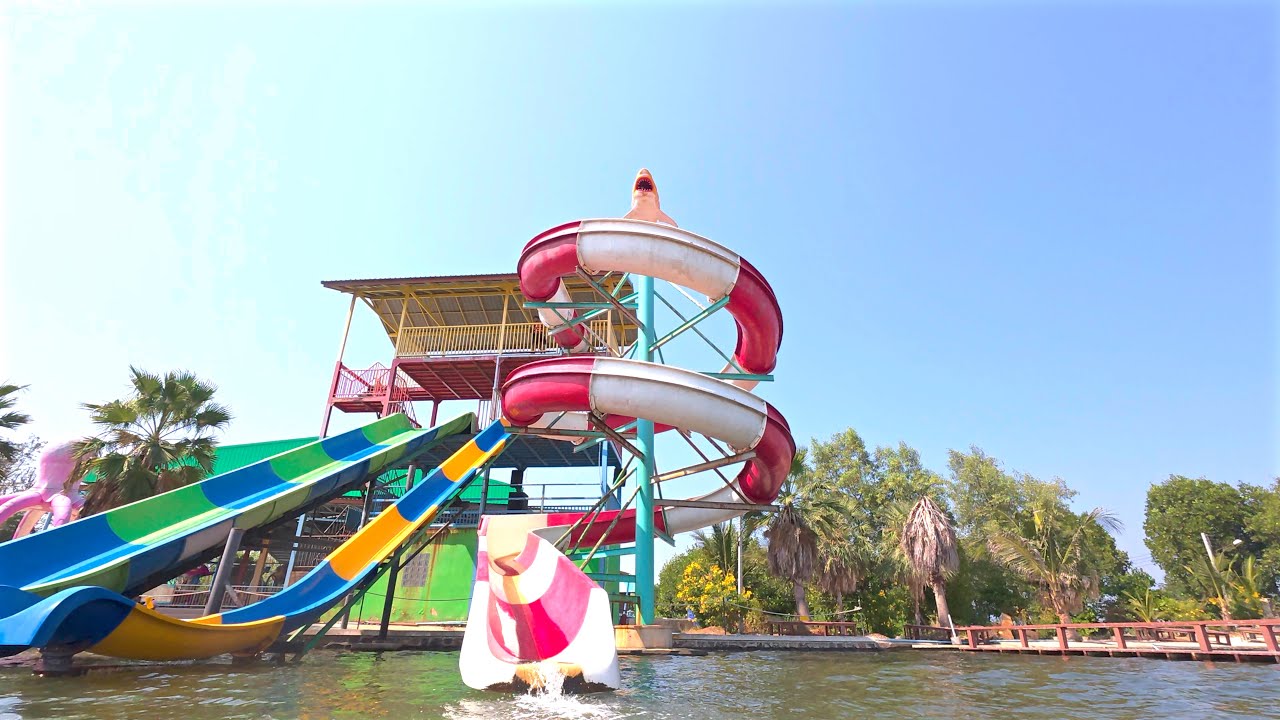 Red Water Slide at Khlong Khon Water Park 🇹🇭
