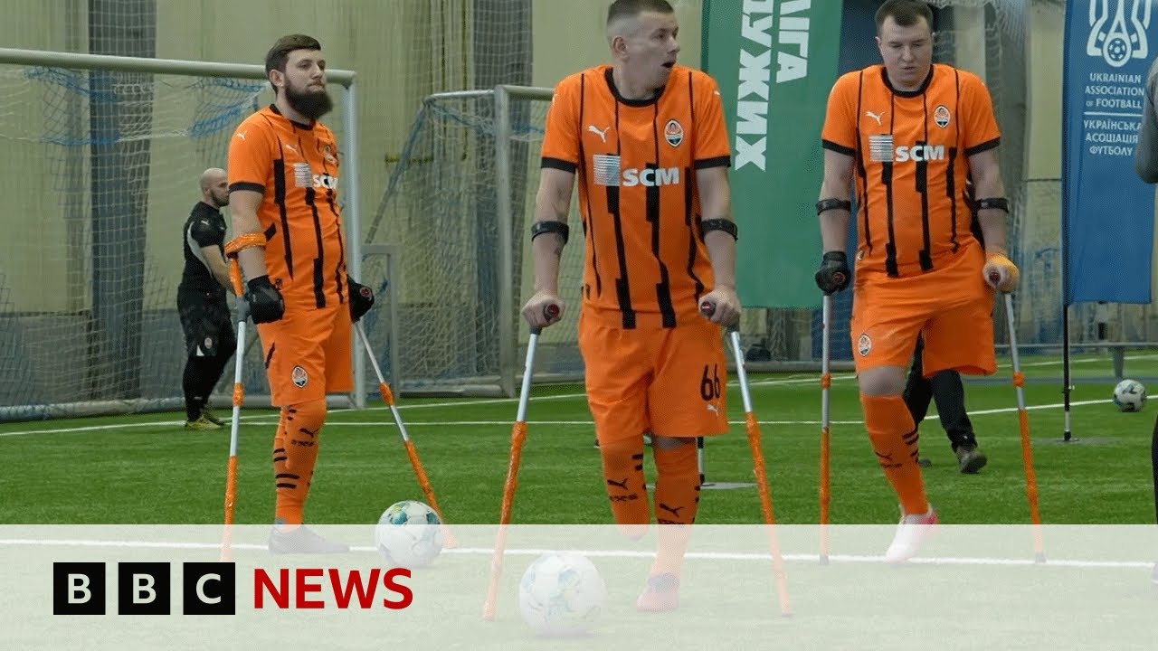 Veterans among growing number of amputee footballers in Ukraine | BBC News