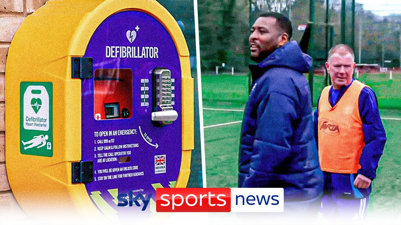 Wes Morgan meets Dave Orton in support of on-site defibrillators at football grounds