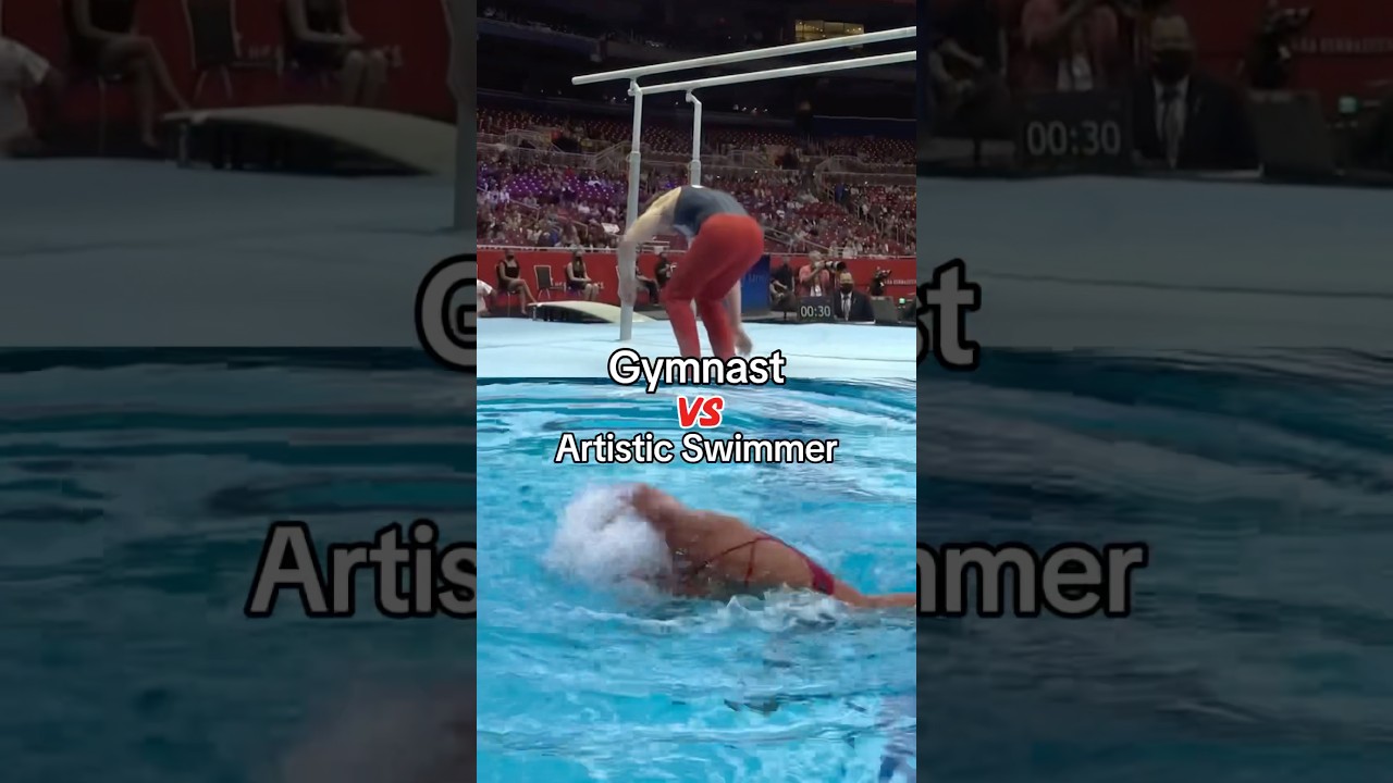 Who’s the better athlete? 💪 #gymnastics #gymnast #sports #swim #artswim #olympics