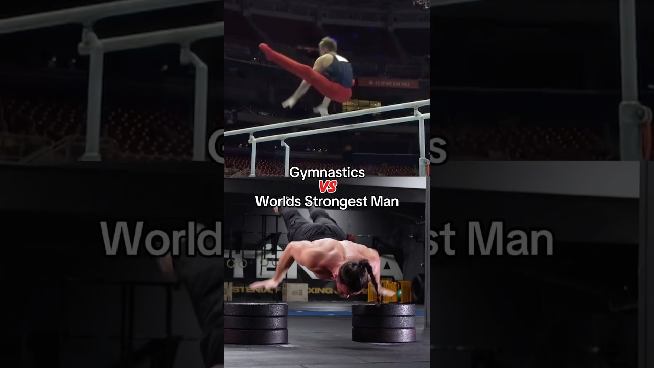 World’s Strongest Man Tries Gymnastics 💪 #gymnastics #olympics #gym #gymnast #strength #sports