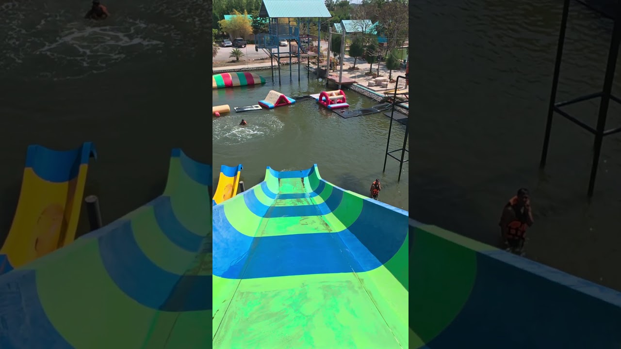 Big Green Water Slide at Khlong Khon Water Park 🇹🇭