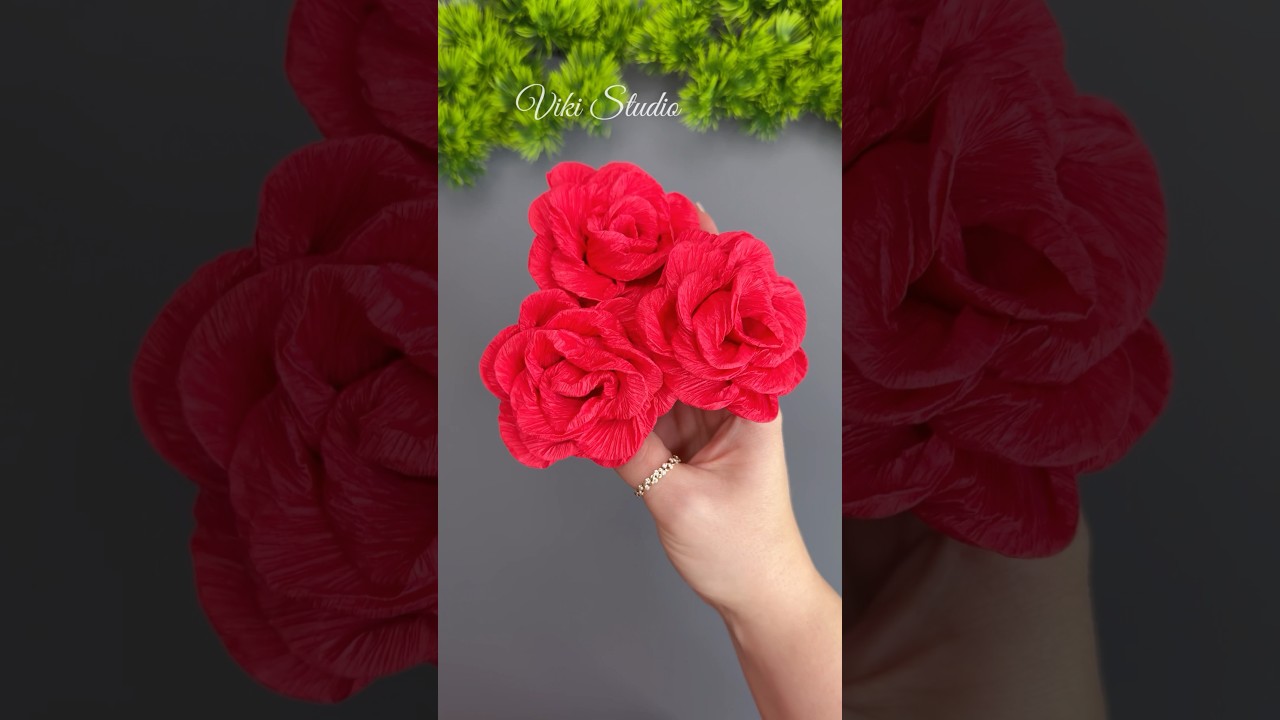 Easy & Beautiful Crepe Paper Flowers 🌹 #paperflower #craft #shorts