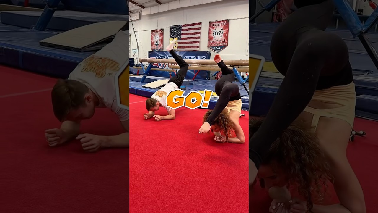 I raced Sofie Dossi 😂 @sofiedossi #gymnastics #gymnast #sports #gymnast #olympics #contortion