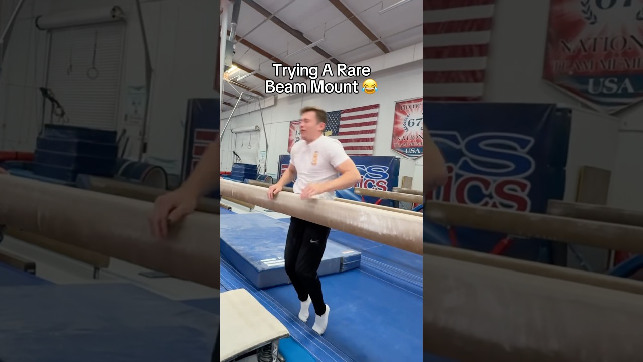 Me and Sofie Dossi try a rare beam mount 😂 #gymnastics #gymnast #beam #sports #olympics #fail #lol