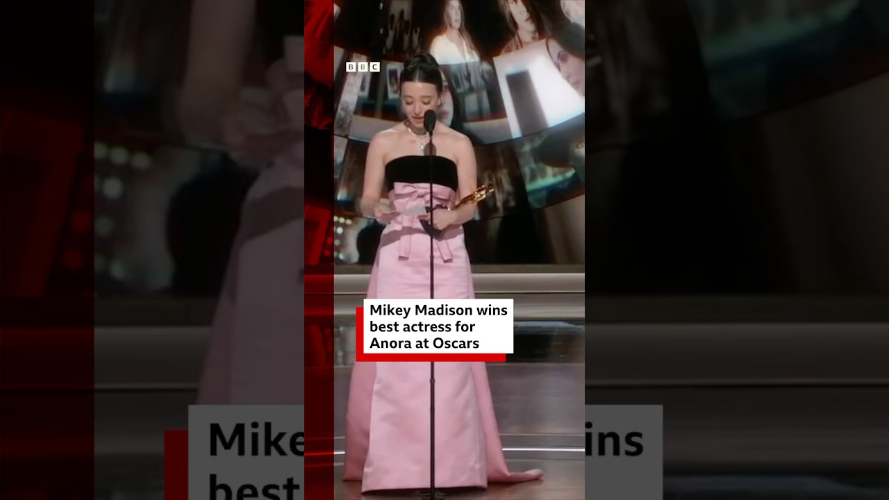 Mikey Madison wins Oscar for Best Actress. #Anora #MikeyMadison #BBCNews