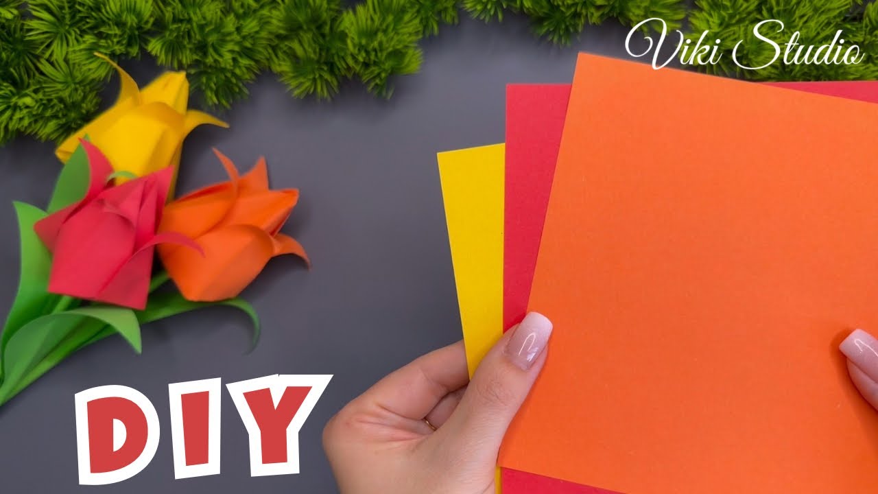 Paper tulip How to make Paper Flowers Tutorial Origami bouquet