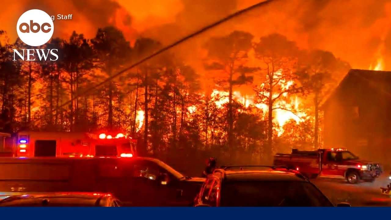 Powerful winds, dry conditions fuel Carolina wildfires