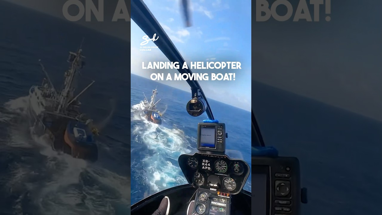 When landing on a runway isn’t challenging enough 😅 #helicopters #boats #flying