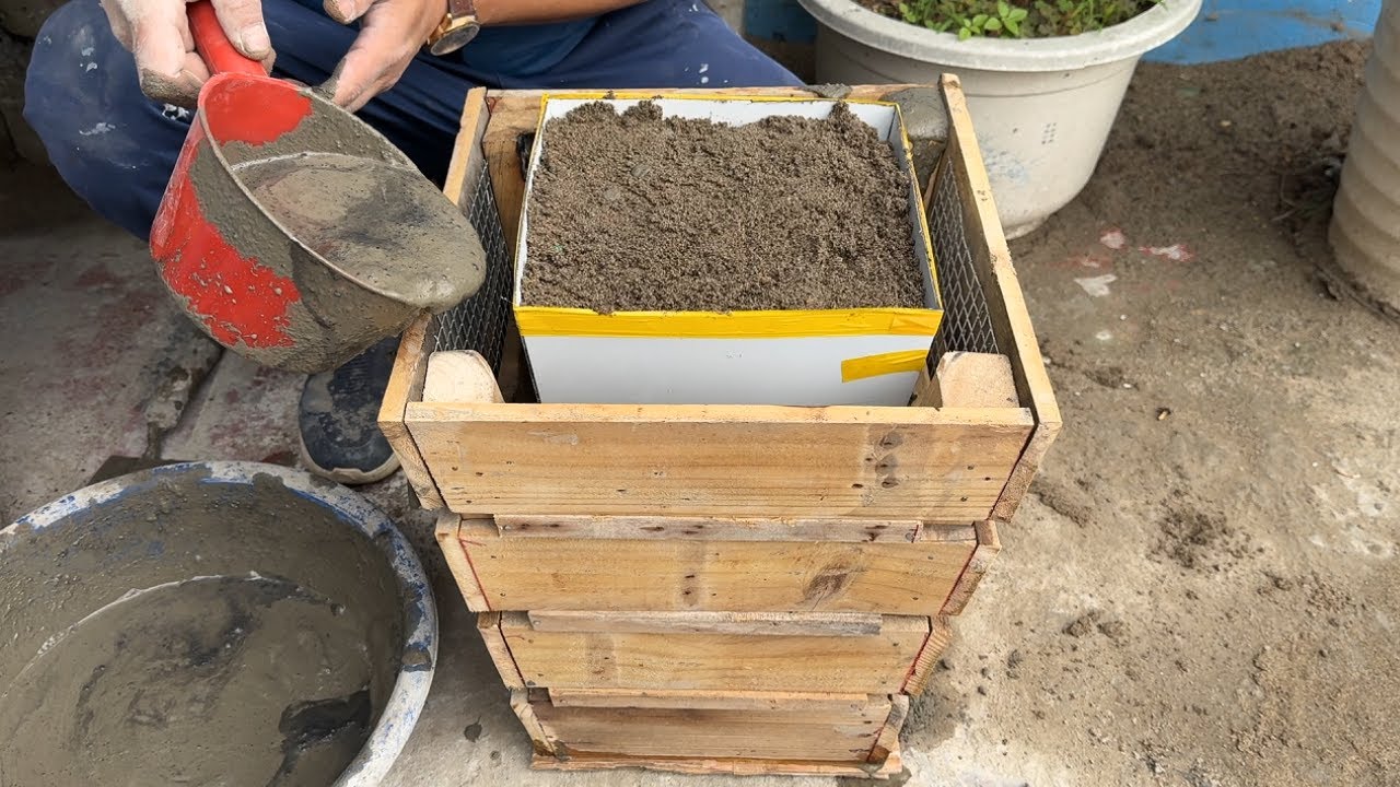 Amazing ideas from Cement and Recycled Wood, DIY Flower Pots At Home