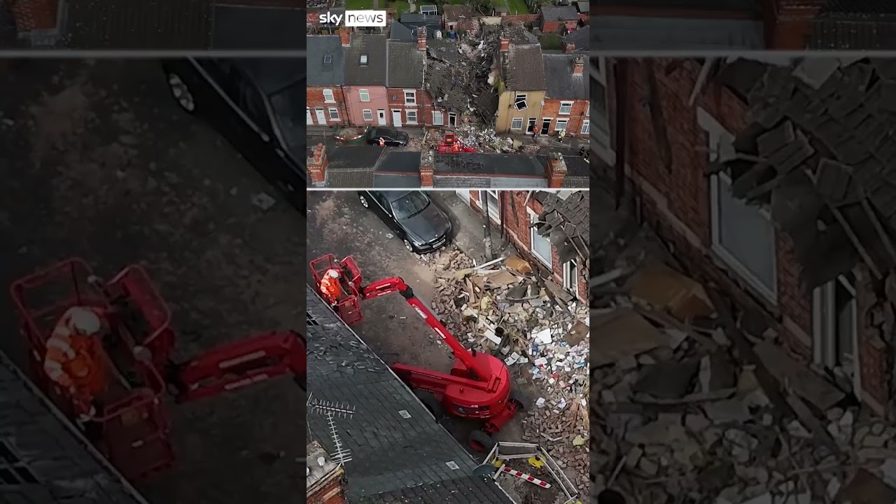 Drone shows devastation after suspected gas blast