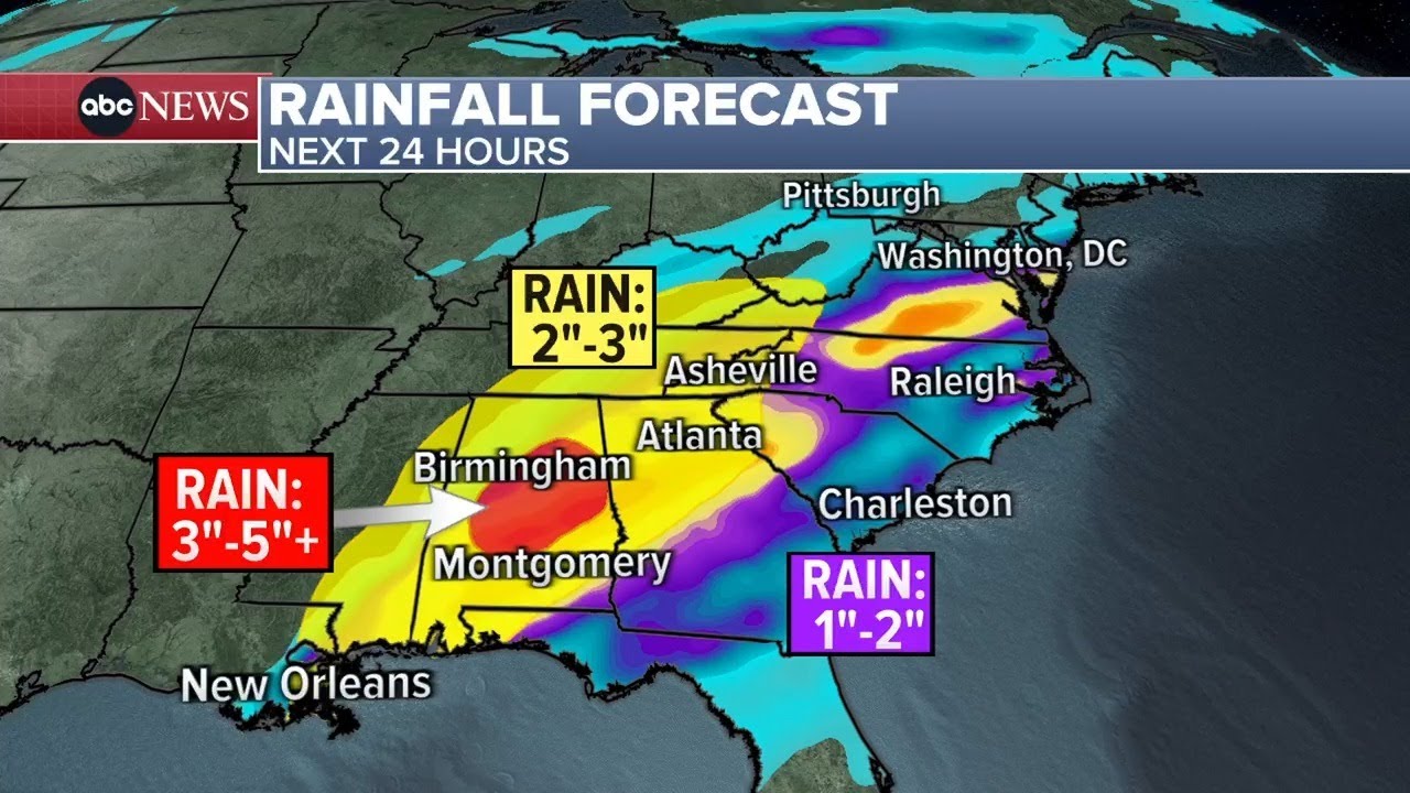 Flash flooding and tornado threat moves to Southeast: LIVE WEATHER MAP