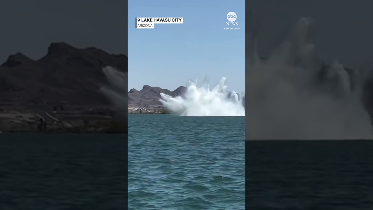 Speedboat goes flying during competition on Arizona’s Lake Havasu
