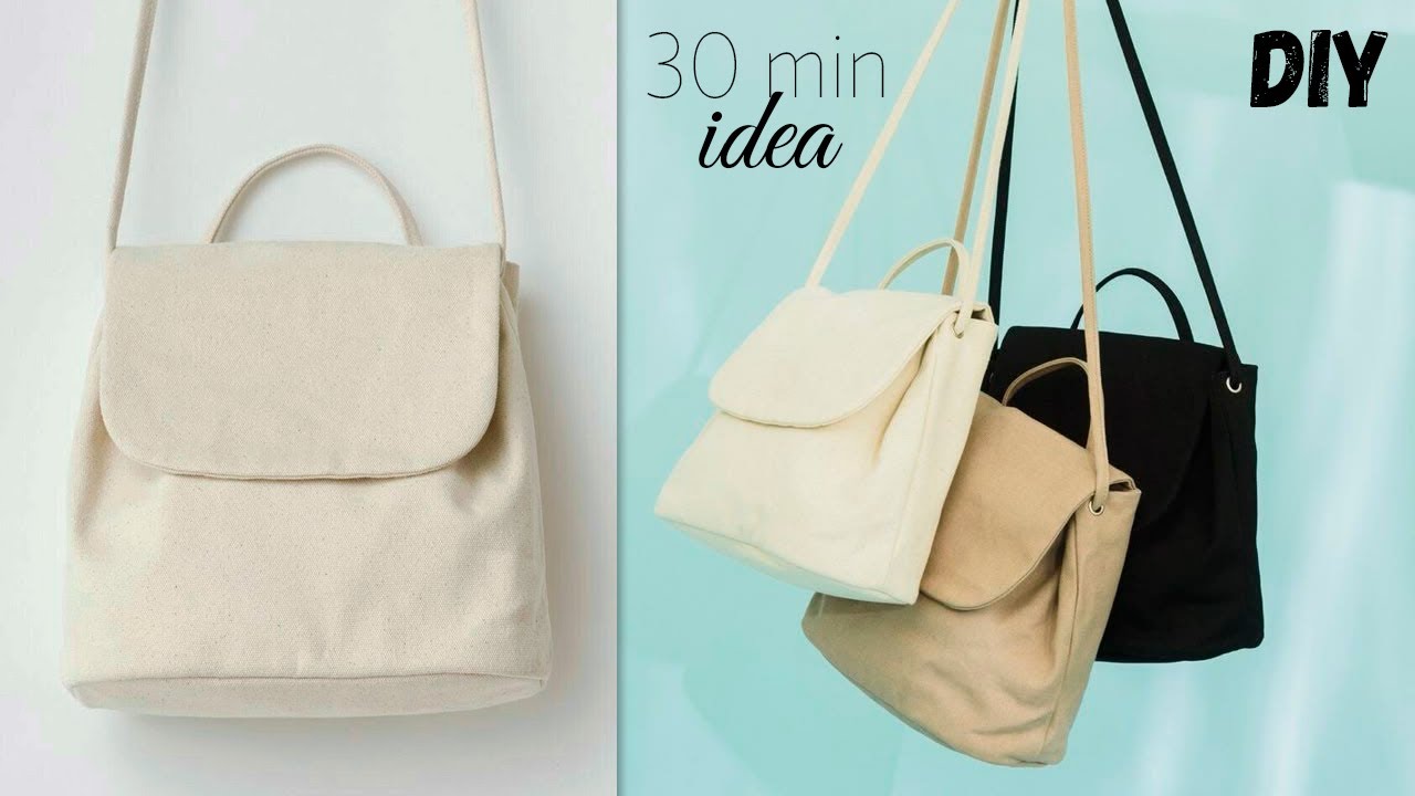 DIY Flap Tote Bag Canvas ECO Design Sewing from Cloth at Home
