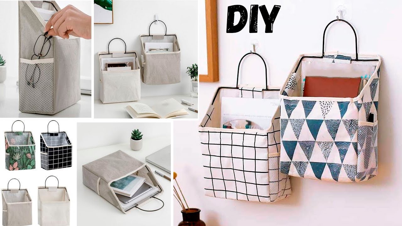 DIY Textile Canvas Organizer Bag Tutorial at home making from cloth