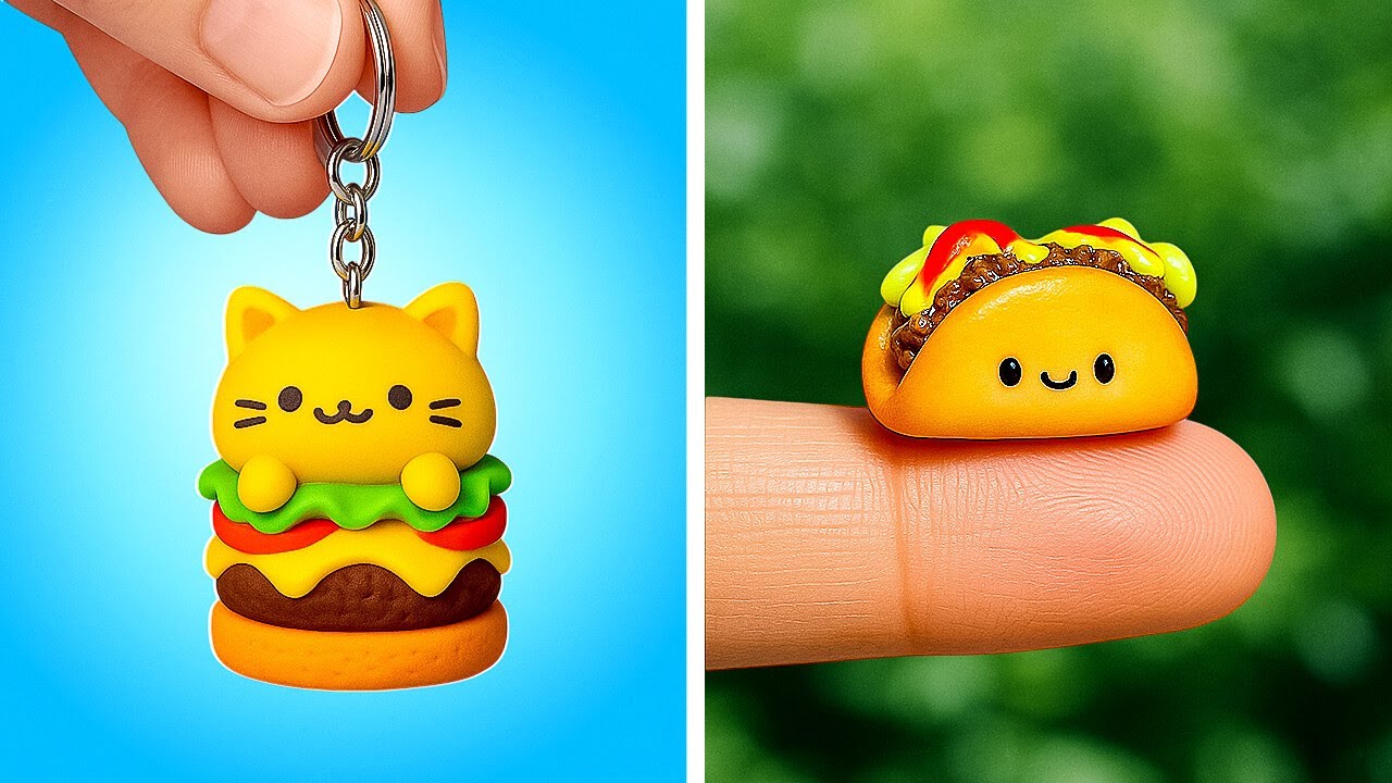 🌭 MAKE MINIATURE CRAFTS WITH POLYMER CLAY 😍🎨 Best DIYs!