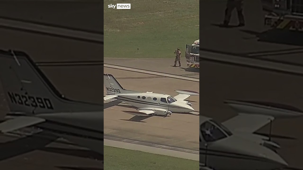 Plane lands on foam-covered runway
