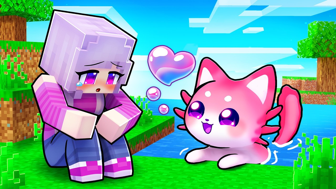 Playing as a HELPFUL AXOLOTL Kitten in Minecraft!