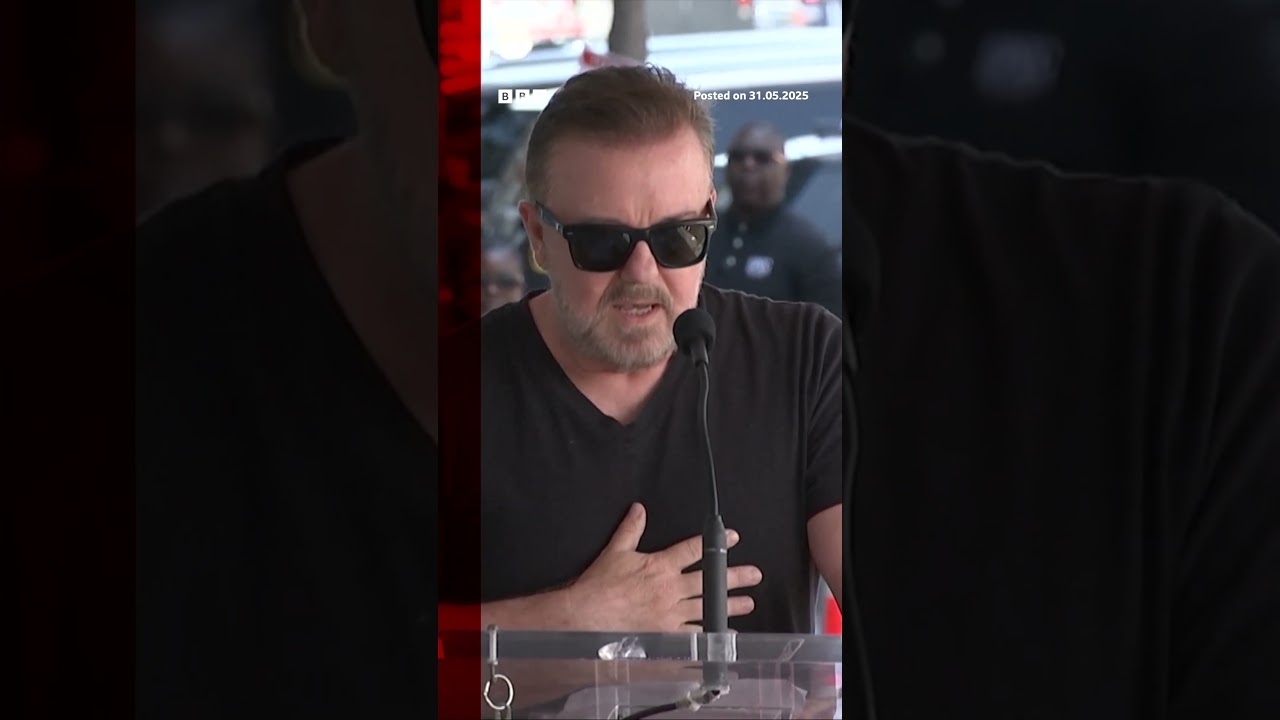 Ricky Gervais gets star on Hollywood Walk of Fame. #RickyGervais #Hollywood #BBCNews