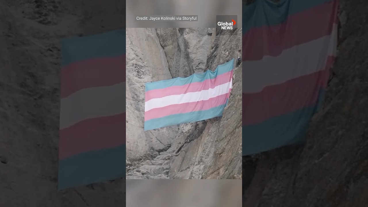 Trans rights activists unfurl mammoth transgender flag on Yosemite’s El Capitan ⛰