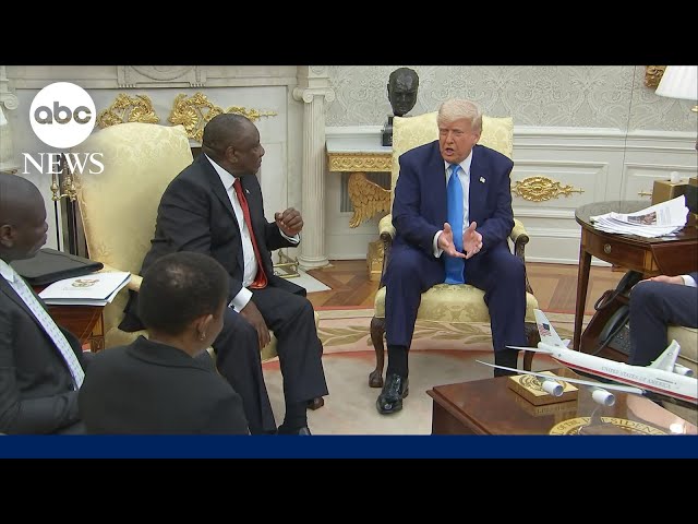 Trump confronts South Africa’s president, shows purported evidence of white farmer genocide