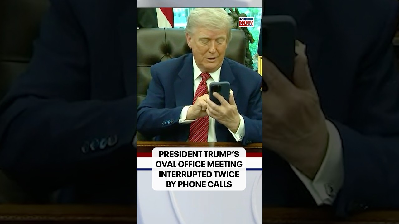 Trump was interrupted by 2 phone calls in the Oval Office “Hello?”