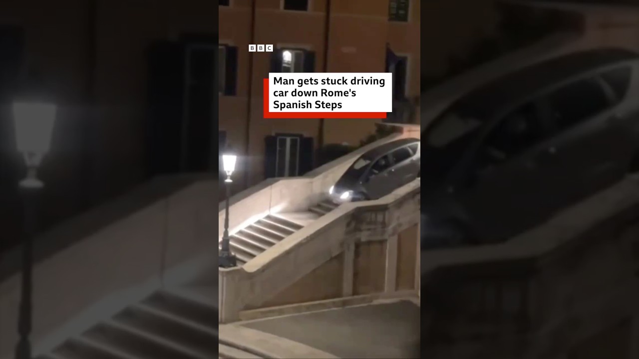 An 81-year-old man drove his car down the landmark Spanish Steps in Rome. #Rome #BBCNews