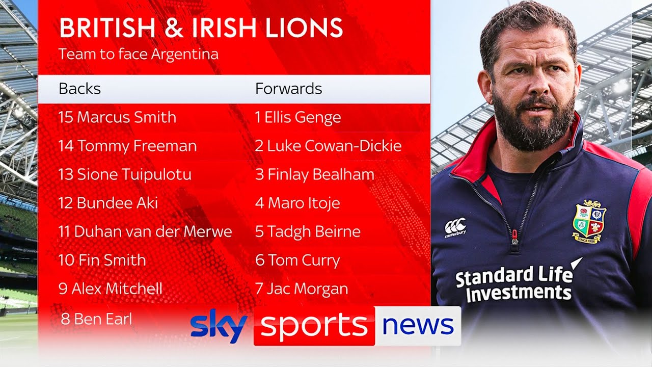 Andy Farrell names British and Irish Lions side to take on Argentina