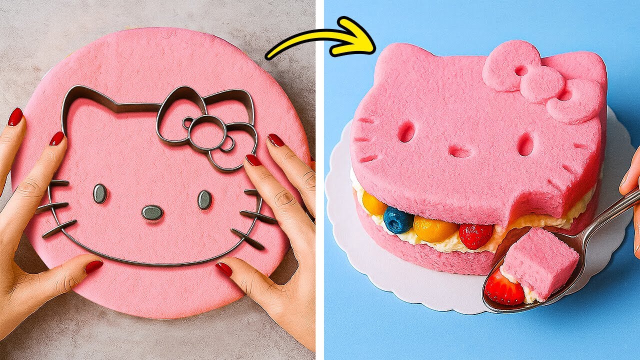 🍰 CUTE HELLO KITTY CAKE DIY! Easy Recipes & Decorating Hacks 🎀💖
