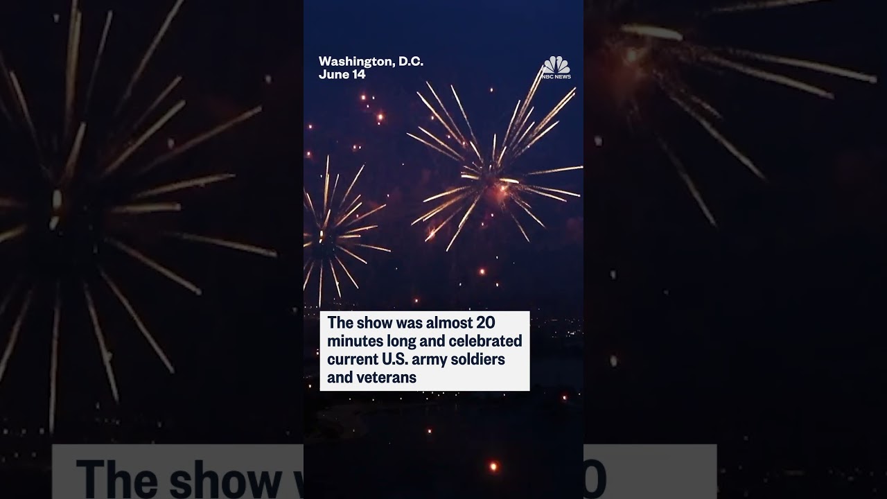 Fireworks light up the sky during the Army’s 250th anniversary parade