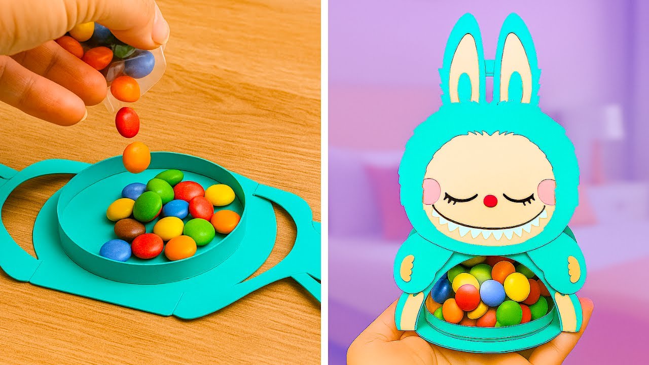 🎨 FUN LABUBU PAPER CRAFTS 🍬💖 Cute Candy Holder & More!