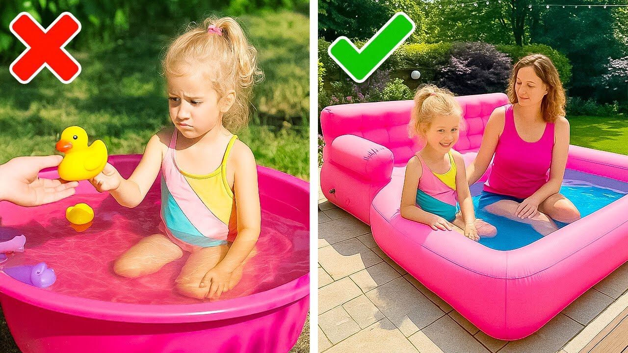GENIUS SWIMMING POOL HACKS FOR FAMILY FUN! Easy Summer Tips 🌈👨‍👩‍👧‍👦