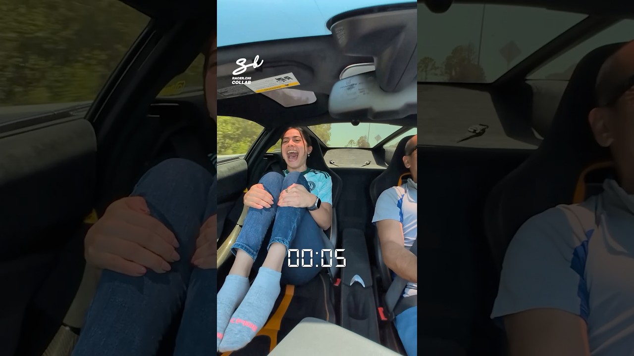 Her reaction is priceless…😂 #cars #acceleration #funny