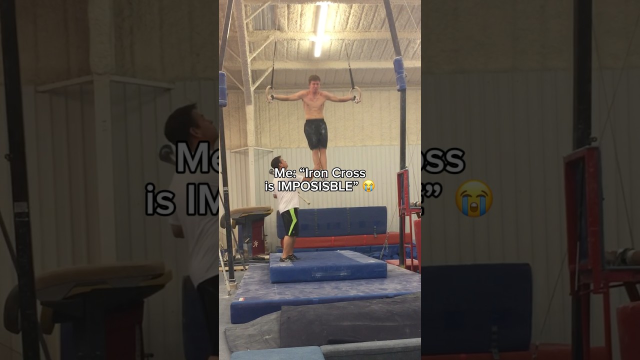 He’s resting in an iron cross 😭 #calisthenics #gymnastics #gymnast #sports #olympics#olympic #rings