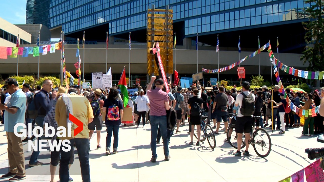 Hundreds of protesters rally in Calgary ahead of G7 summit