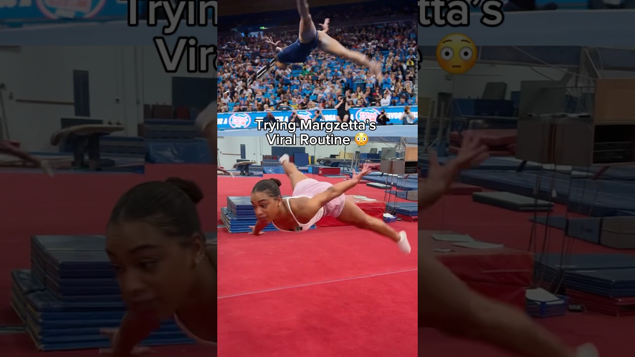 I think she does it a little better than me 😂 #gymnastics #olympics #gymnast #olympics #olympic