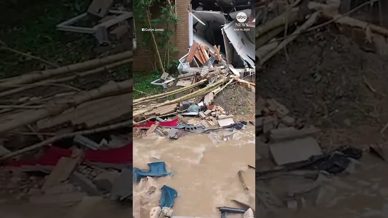 Residential building collapses in West Virginia because of flooding
