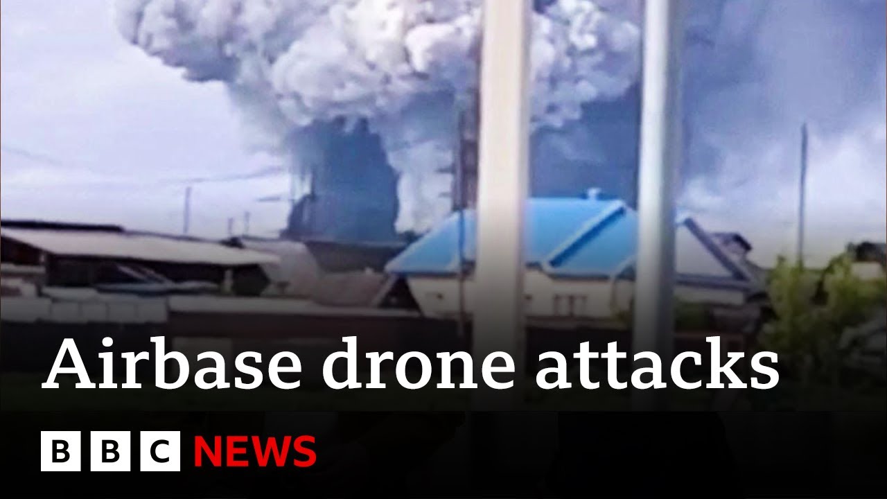 Russia confirms Ukraine carried out drone attacks on airfields | BBC News