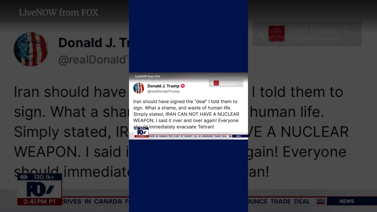 Trump says “everyone should evacuate Tehran immediately!”